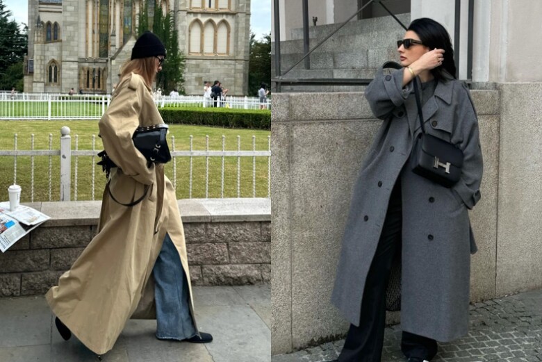 Trench coat dáng siêu dài chỉ hợp với các nàng có thân hình cao ráo, nàng thấp bé có thể bị nuốt chửng nếu cố mặc.