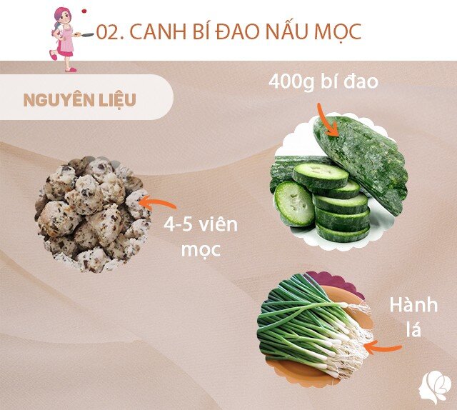 Chuẩn bị: 400g bí đao, 4-5 viên mọc, hành lá, muối, xíu dầu ăn.