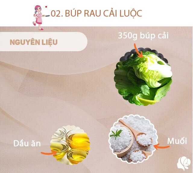 Chuẩn bị: 350g búp cải non, dầu ăn, muối.