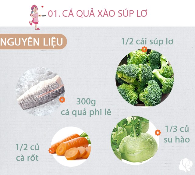 Chuẩn bị: 300g cá quả phi lê thái miếng vừa ăn, 1/2 cái súp lơ tách nhỏ rửa sạch, 1/3 củ su hào gọt vỏ rửa sạch thái lát mỏng, 1/2 củ cà rốt thái lát tỉa hoa, gừng, hành khô, thì là, hạt tiêu, dầu ăn, muối.