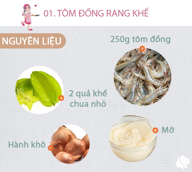 Chuẩn bị: 250g tôm đồng, nước mắm, hành khô, dầu ăn, đường, hành lá, 1 quả khế chua.