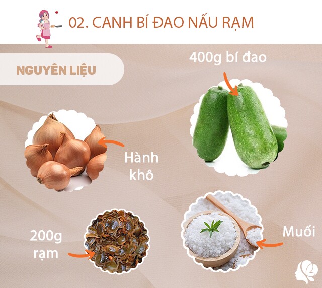 Chuẩn bị: 400g bí đao, 200g rạm, hành khô, dầu ăn, muối.