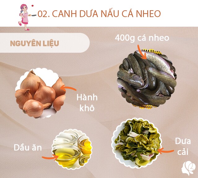 Chuẩn bị: 2 bát canh dưa chua, dầu ăn, hành khô, 400g cá nheo mổ và rửa sạch, hành khô, hành lá, rau ngổ, 1 quả cà chua