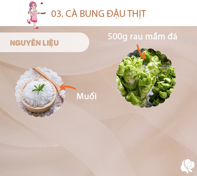 Chuẩn bị: 500g rau mầm đá, muối.