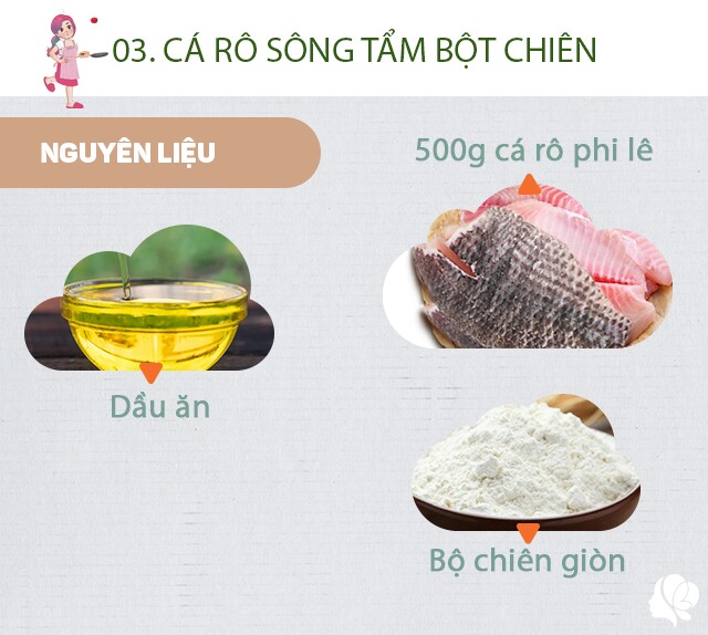 Chuẩn bị: 400g cá rô phi sông phi lê và thái miếng vừa ăn, bột chiên giòn, dầu ăn.