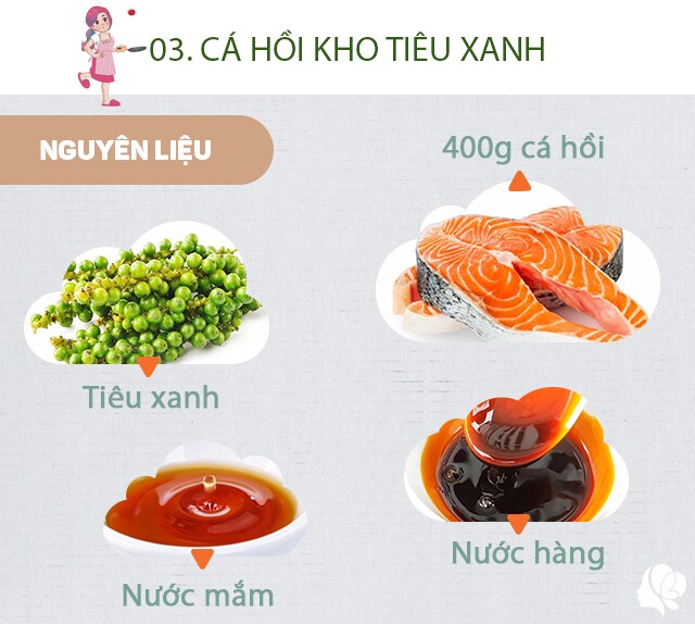 Chuẩn bị: 400g cá hồi, nước mắm, tiêu xanh, nước hàng, dầu ăn, ớt, muối.