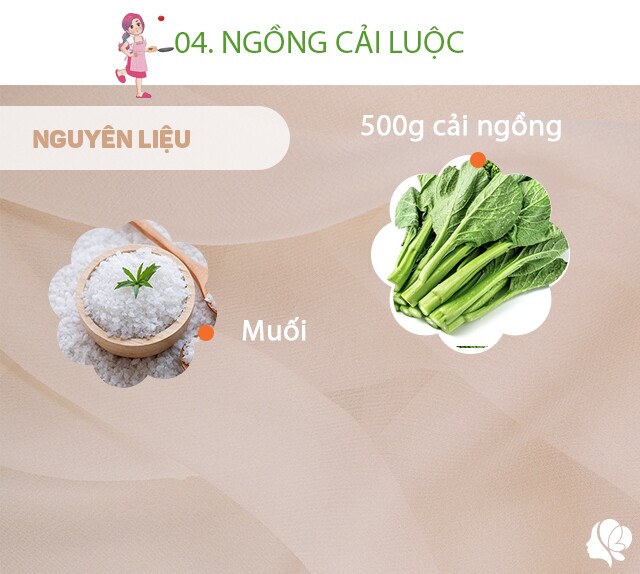 Chuẩn bị: Ngồng cải 500g, muối.