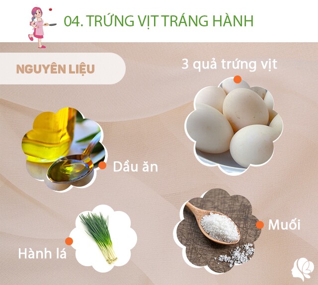 Chuẩn bị: 3 quả trứng, muối, hành lá, dầu ăn.