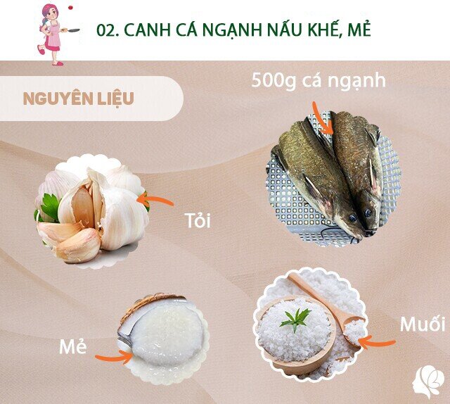 Chuẩn bị: 500g cá ngạnh, 1 thìa mẻ (cho thơm, không thích có thể bỏ qua), 1-2 quả khế, muối, tỏi, cà chua, nghệ, hành lá, thì là, dầu ăn.