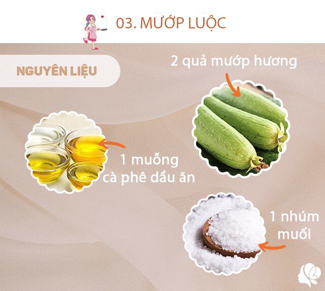 Chuẩn bị: 2 quả mướp hương, 1 muỗng cà phê dầu ăn, 1 muỗng cà phê muối.