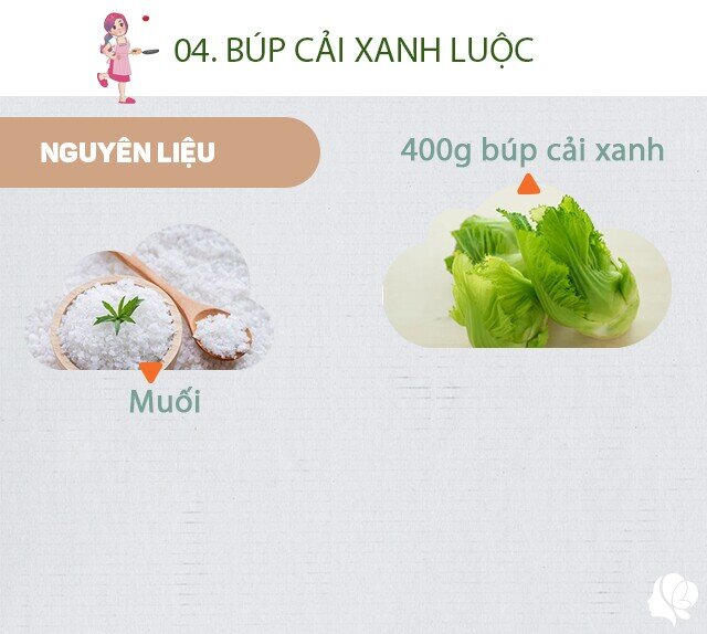 Chuẩn bị: 400g búp cải xanh, muối. 