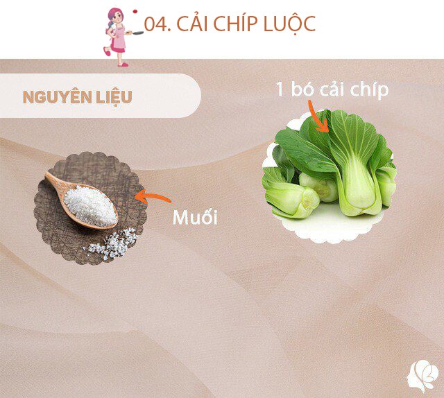 Chuẩn bị: 1 bó cải chíp, 1 nhúm muối