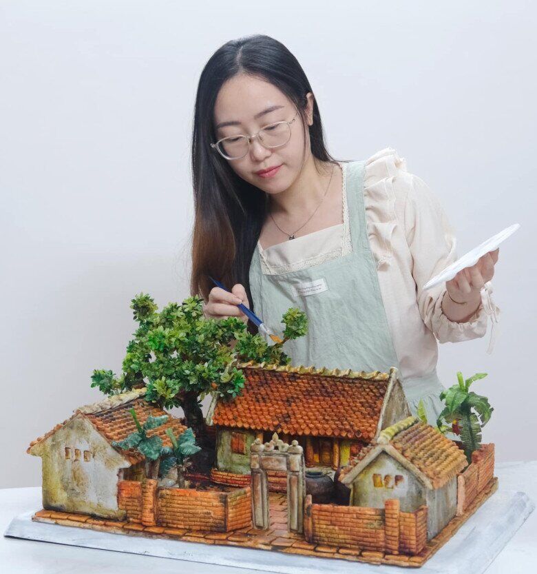 Chiếc bánh Trung thu tạo hình tiểu cảnh của Thùy Dương gây xôn xao mạng xã hội.