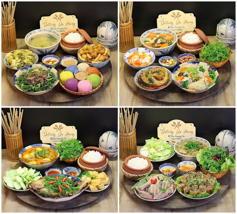 Mâm cơm nào chị Hương nấu cũng rất ngon và hấp dẫn.