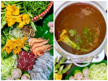 Lẩu tôm bầu nóng hổi, ngọt thanh thơm phức lại dễ làm cho ngày lạnh