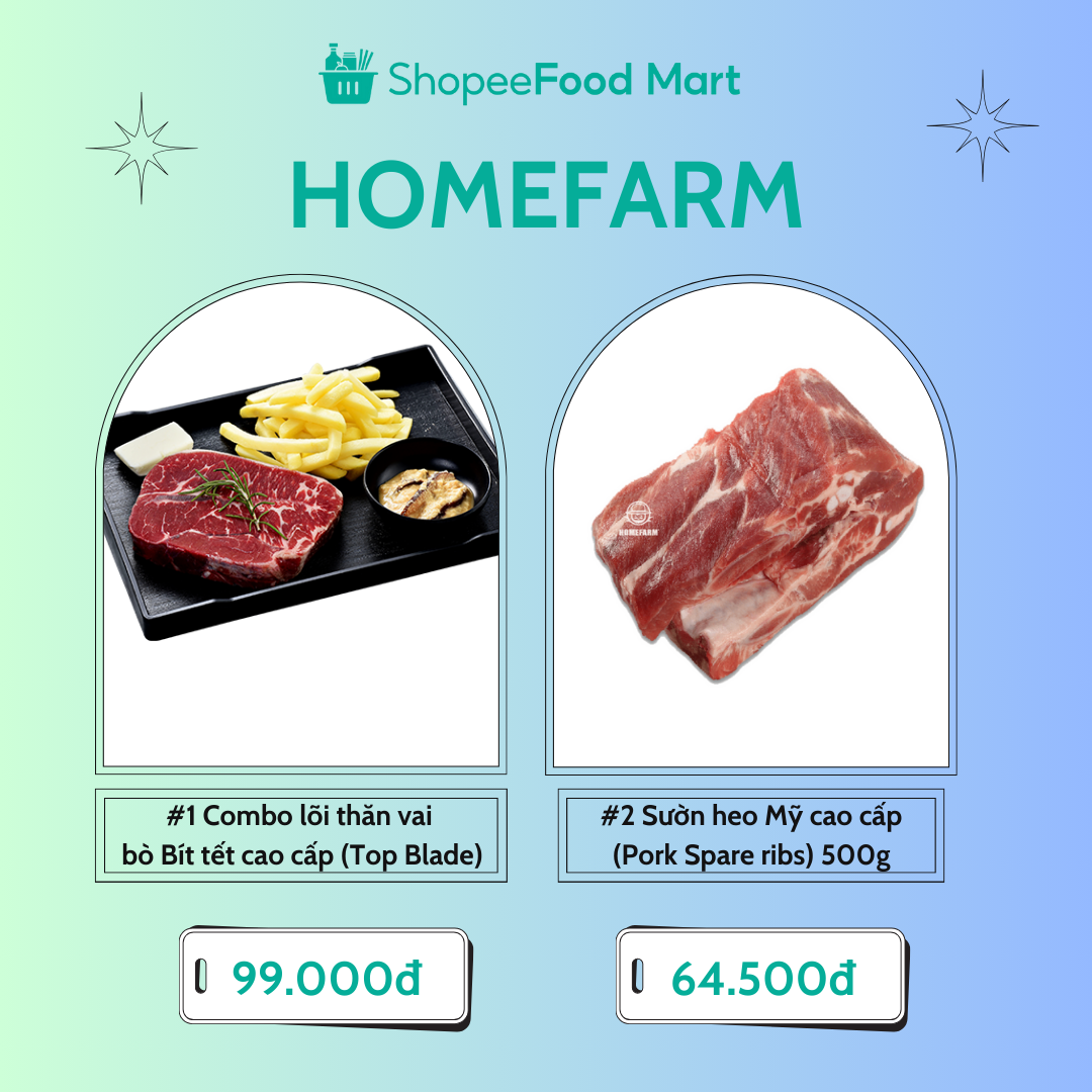 Nhanh tay chốt đơn các siêu phẩm thịt cao cấp đến từ Homefarm trên phiên live sắp tới của ShopeeFood Mart.