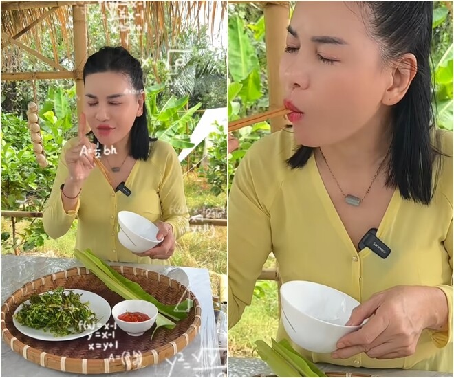 Diễn viên kỳ cựu vui vẻ thưởng thức và nói: “Ai còn món gì độc lạ nữa không, thử thách thôi đi. Bà Cát Tư Mắm này đốn hết luôn!”