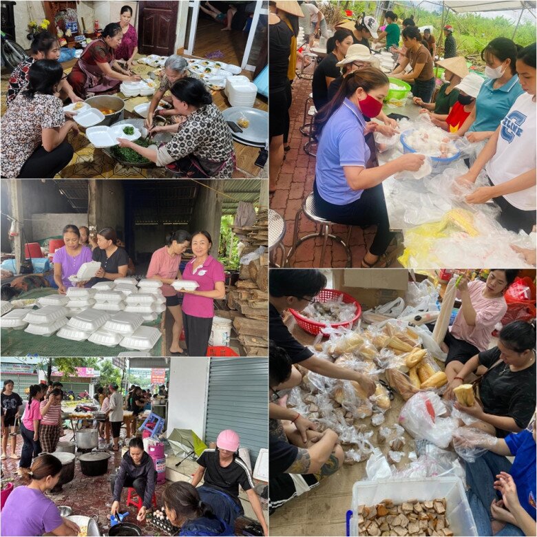 Rất nhiều suất ăn được chuẩn bị cho bà con vùng tâm lũ