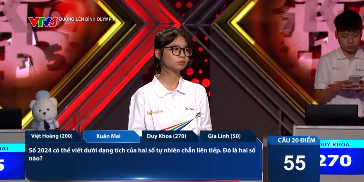 Người Về đích thứ 3 là Xuân Mai với 1 câu trả lời đúng, nâng tổng số điểm lên 75. 