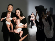 Giải trí - Phương Oanh - Shark Bình viên mãn trong bộ ảnh gia đình với cặp song sinh, cả ekip hùng hậu chọc 2 nhóc tì cười