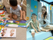 Giải trí - Con trai Minh Hằng hơn 1 tuổi đã ham học, dáng ngồi "già" hệt như "ông cụ non"