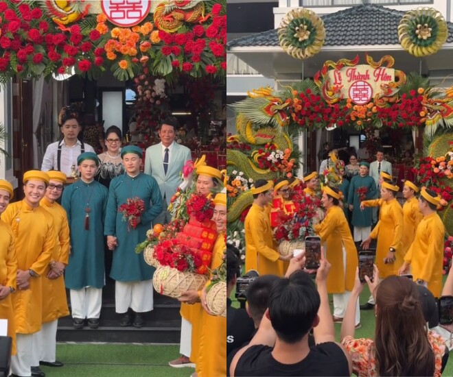 Hà Trí Quang cùng ba mẹ và dàn sao Việt mang sính lễ để hỏi cưới Thanh Đoàn.