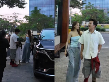 Nhã Phương chăm đánh dấu chủ quyền sau khi Trường Giang giảm cân thành công, đưa con gái đến phim trường thăm ông xã