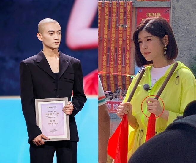 Trần Hiểu đã tháo nhẫn cưới, Trần Nghiên Hy vẫn đeo nhẫn.