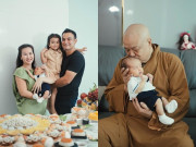 Giải trí - Võ Hạ Trâm làm tiệc đầy tháng cho quý tử lai Ấn, Milo nằm yên bình trong vòng tay của ông ngoại đã xuất gia