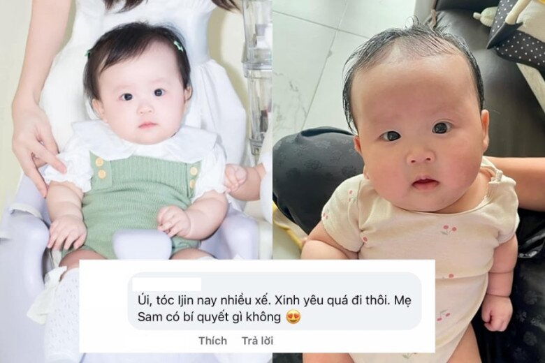 Con gái Sam ngày càng xinh xắn, khiến nhiều người bất ngờ vì mái tóc dày.