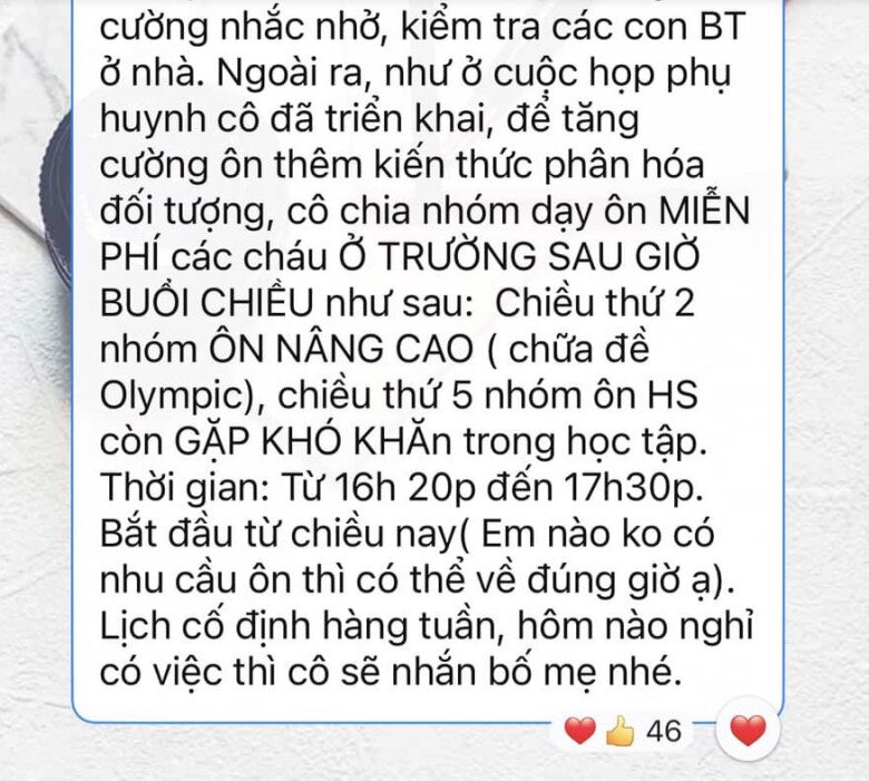 Nhiều phụ huynh chia sẻ thêm về việc cũng may mắn nhận được sự hỗ trợ nhiệt tình từ cô giáo dành cho con.