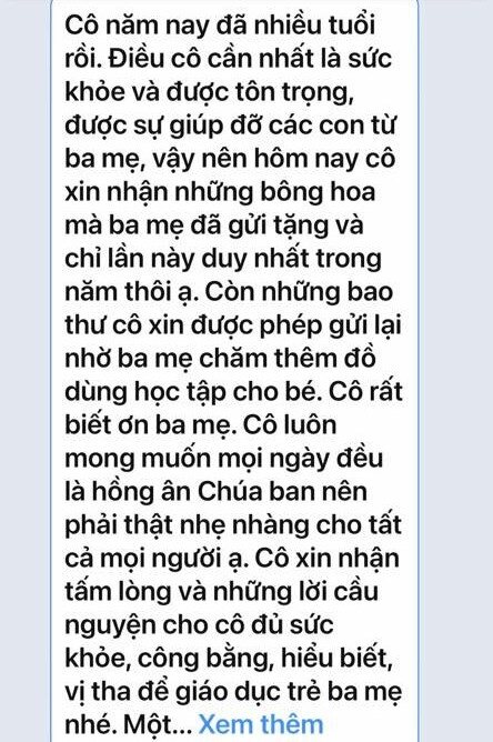 Phụ huynh một lớp bị cô giáo nhắn tin trong nhóm chat để trả lại phong bì Ngày Phụ nữ Việt Nam 20/10, nghẹn ngào đọc lý do - 2