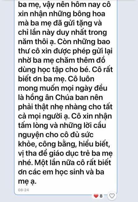 Phụ huynh một lớp bị cô giáo nhắn tin vào nhóm chat trả lại phong bì Ngày Phụ nữ Việt Nam 20/10, nghẹn ngào đọc lý do - 3