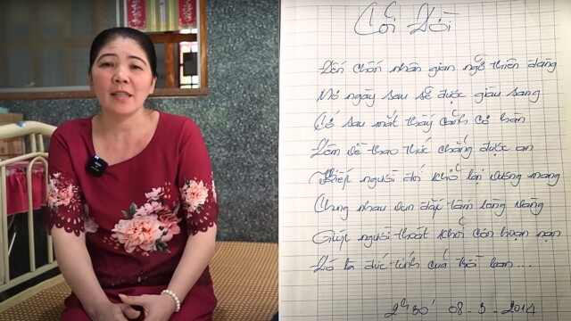 Cô Diệu thường dùng thể thơ 7 chữ cho những sáng tác của mình. Dân tình không khỏi trầm trồ trước cách gieo vần vừa chuẩn xác, vừa có ý nghĩa như một nhà văn thực thụ.