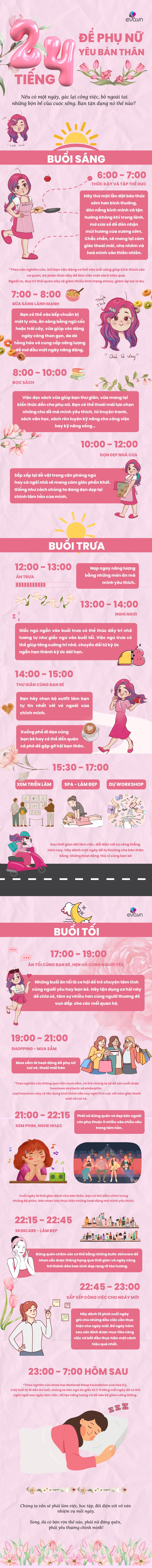 Infographic: Dành 24 tiếng ngày 20/10 năm nay, phụ nữ học cách yêu thương bản thân mình! - 1