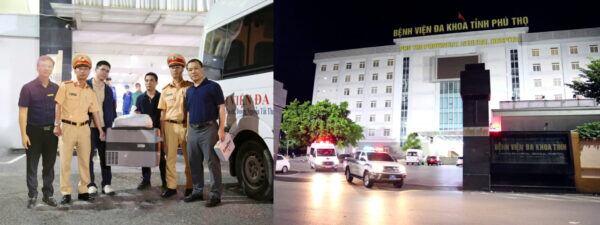 Tim và gan sau khi lấy ra được đưa vào thùng bảo quản theo đúng quy trình và được Cảnh sát Giao thông tỉnh Phú Thọ hỗ trợ dẫn đường đưa đến Bệnh viện Hữu nghị Việt Đức.