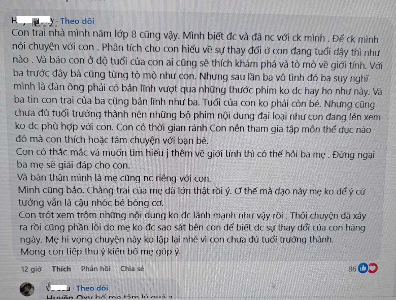 Cách xử lý của phụ huynh khi phát hiện con xem phim nóng được nhiều người tán thành. Ảnh chụp màn hình. 