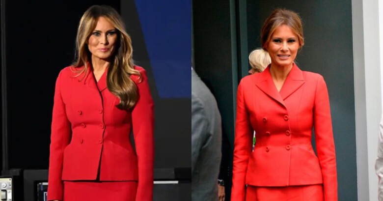 Dù phong cách thời trang được đánh giá cao, song bà Melania Trump vẫn đam mê xào đi xào lại” outfit đỏ rực từ cách đây 7 năm. 