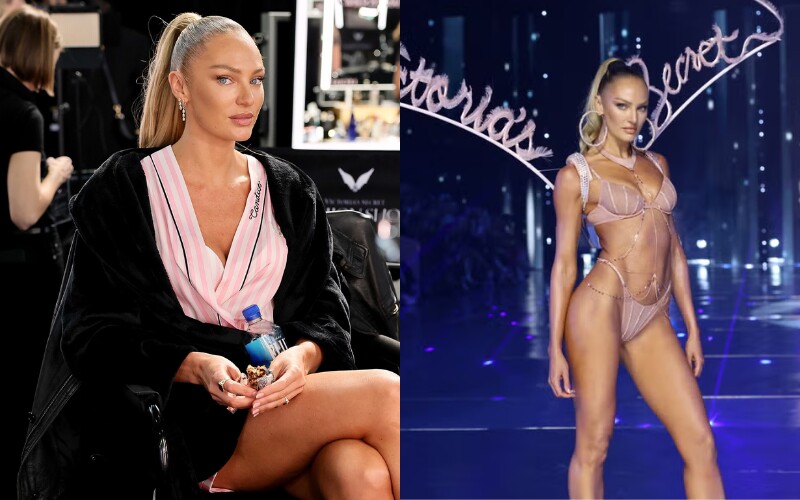 Tại Victoria's Secret Fashion Show 2024, Candice Swanepoel chính thức trở lại sàn diễn, thiên thần Nam Phi trên sàn catwalk mang đến phần trình diễn với những bước tràn đầy năng lượng trên đôi cao gót Rene Caovilla đắt giá.