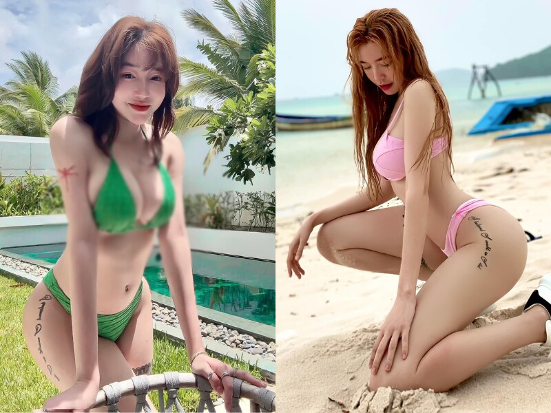 Elly Trần thường chọn diện trang phục tôn đường cong cơ thể. Không ít lần, cô tự tin diện bikini bé xíu. Cựu hot girl tạo dáng quyến rũ, khoe trọn thân hình nuột nà.
