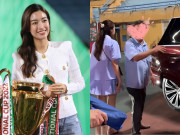 Giải trí - Đỗ Mỹ Linh xứng danh con dâu Bầu Hiển: Siêu xe chục tỷ đưa đón, có người mở cửa không cần chồng chủ tịch