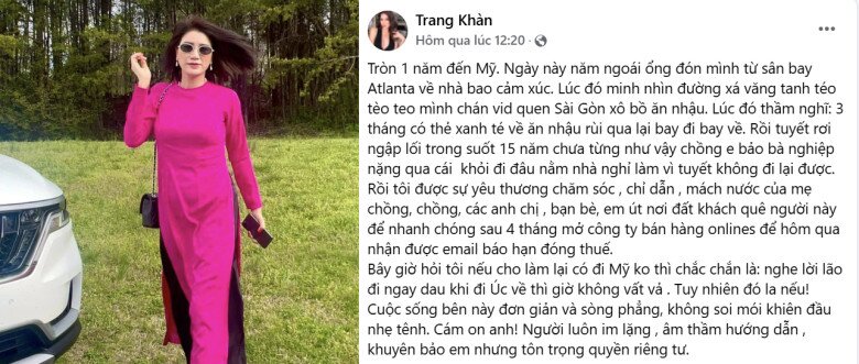 Cựu người mẫu tiết lộ rằng ban đầu cô định ở Mỹ một thời gian rồi về Việt Nam.