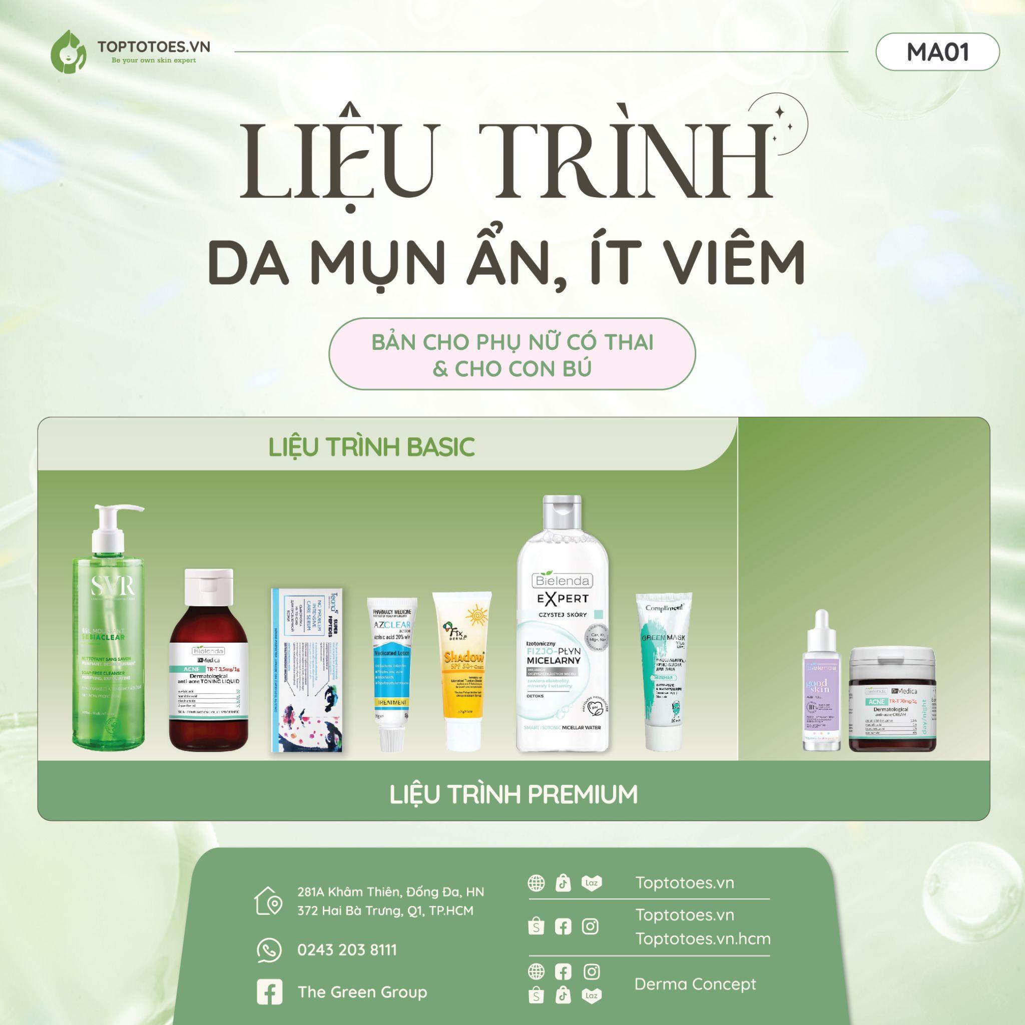 Bộ liệu trình chăm sóc da mụn ẩn, ít viêm - Bản dành cho phụ nữ có thai amp; cho con bú