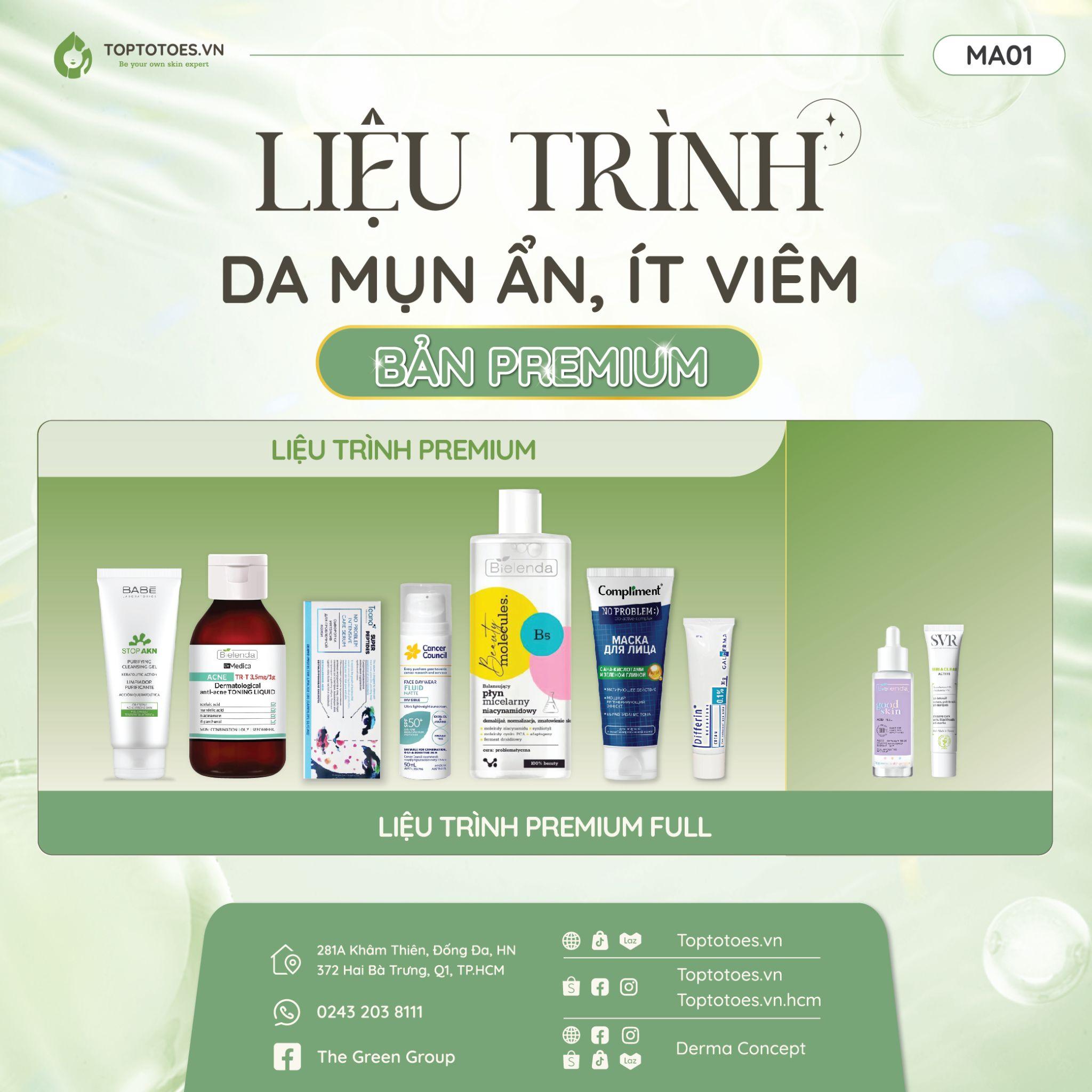 Bộ liệu trình chăm sóc da mụn ẩn, ít viêm - Bản Premium