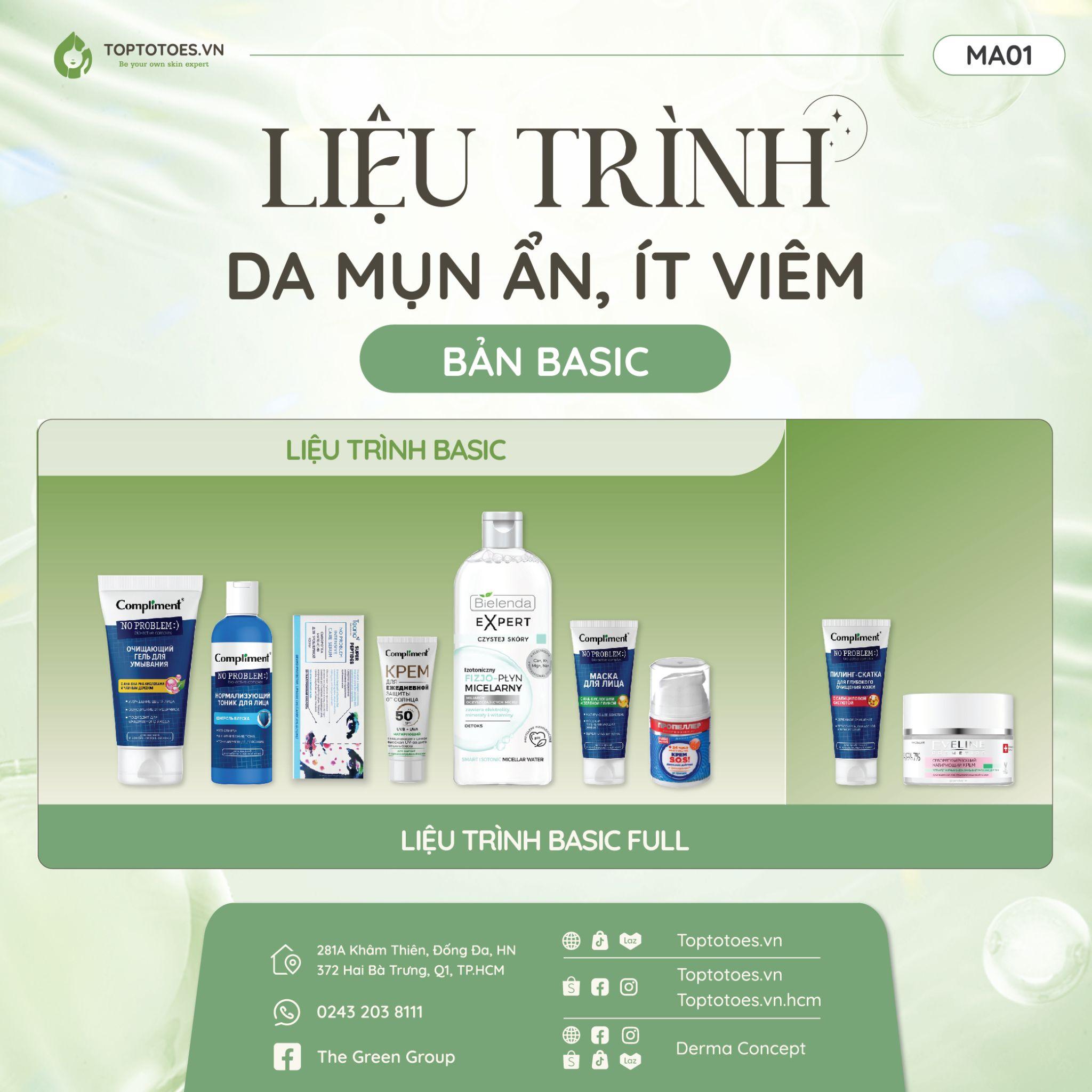 Bộ liệu trình chăm sóc da mụn ẩn, ít viêm