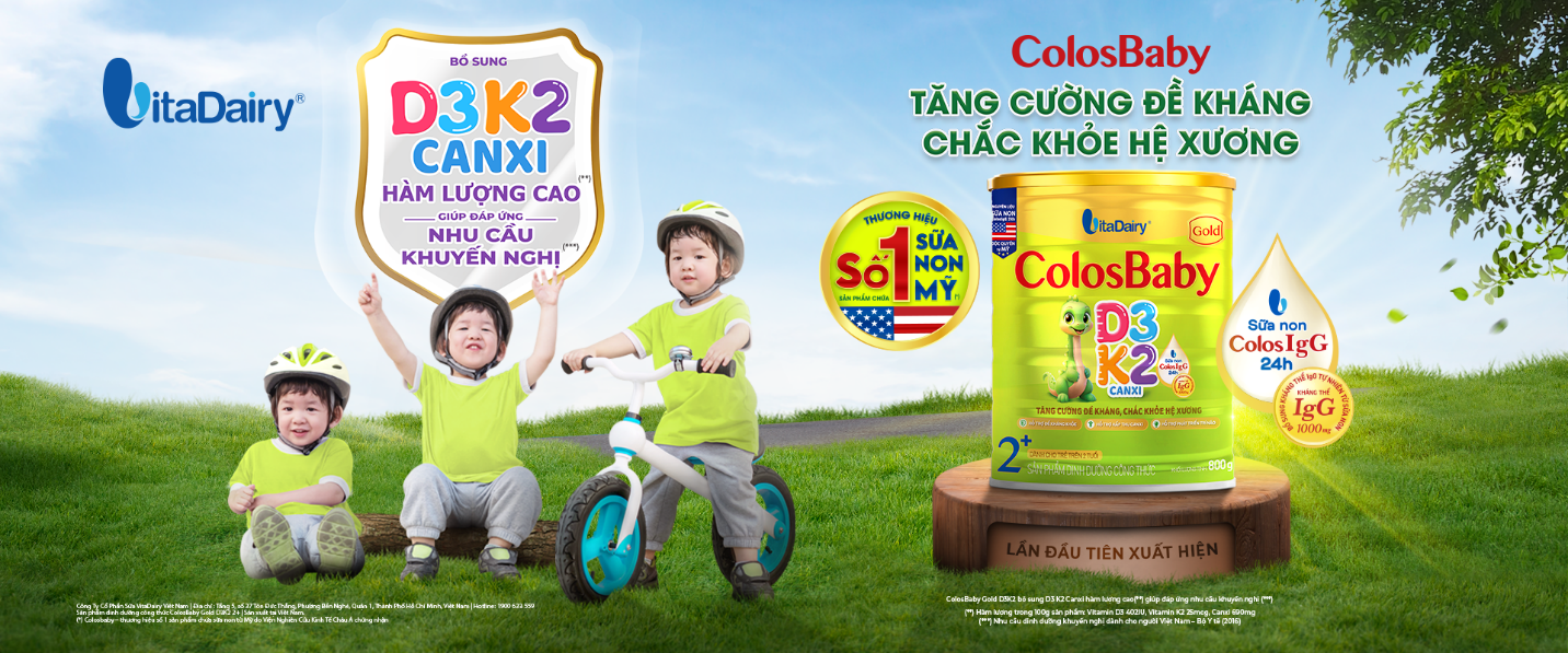 ColosBaby Gold D3K2 2+ tiên phong tích hợp tác dụng tăng cường miễn dịch và chắc khỏe hệ xương