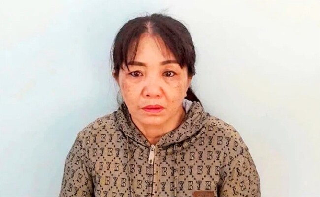 Nguyễn Thị Phượng tại cơ quan công an. Ảnh: CACC