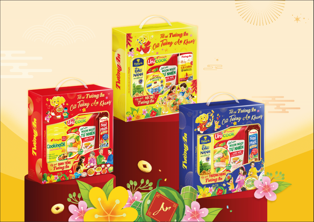 Bộ combo quà Tết Tường An 2025 của Tường An được đánh giá rực rỡ, bắt mắt với những lời chúc tinh tế, ý nghĩa