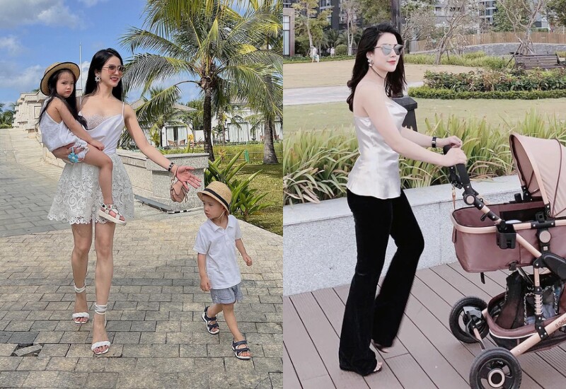 Hot mom xuất hiện ở đâu là lại trở thành tâm điểm của sự chú ý vì sự trẻ trung, sành điệu. Nhìn hình này có thể nhiều người còn nhầm tưởng là chị gái đưa các em đi dạo phố.