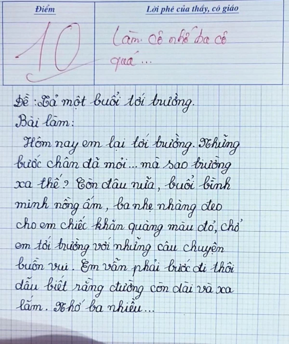 Bé tiểu học nhận điểm 10 bài văn tả cảnh đến trường, cô giáo mắt đỏ hoe ngay khi đọc những dòng viết đầu tiên - 2